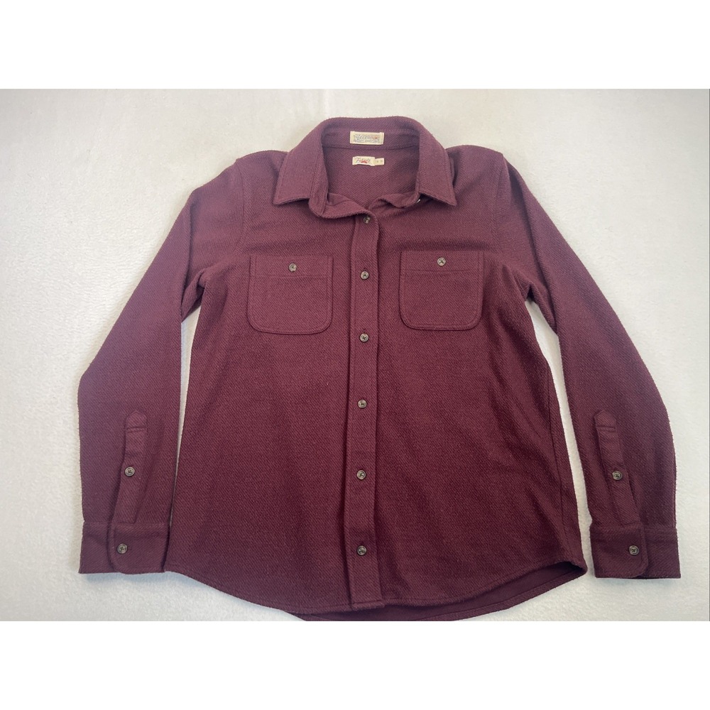 Faherty Legend Sweater Shirt Womens Medium Burgundy Flannel Button Up Stretch
